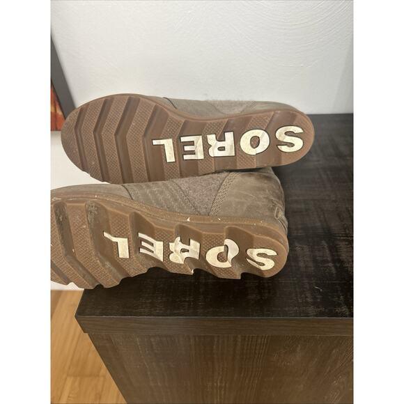 Sorel Lexie Wedge Ankle Boots Kettle Brown Tan Lace Up Leather Utility Chic 10 - Picture 5 of 5